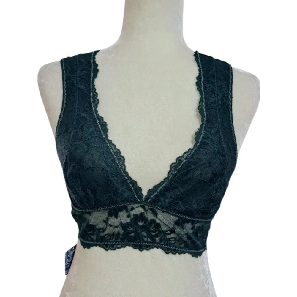 Free People Women's Green Lace Bralette Boho Sz Small
